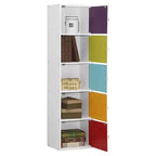 Bibliothèques minces Hodedah HID5 de haute qualité à 5 étagères pour la maison, le bureau et l'école, armoires de rangement fermées de 150 cm de haut
