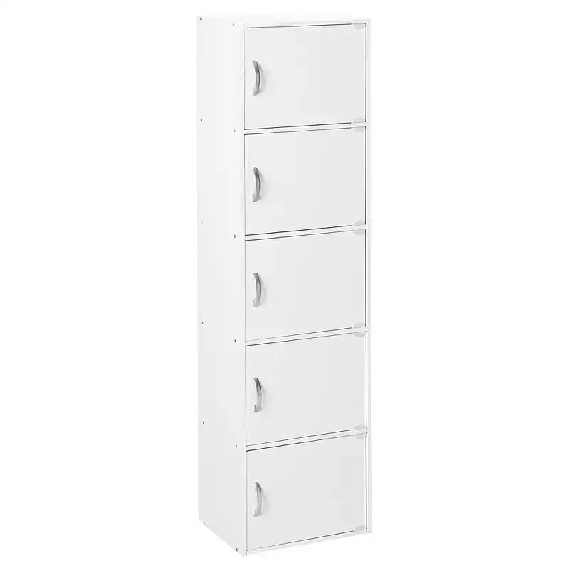 Bibliothèques minces Hodedah HID5 de haute qualité à 5 étagères pour la maison, le bureau et l'école, armoires de rangement fermées de 150 cm de haut