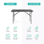 Table pliante en plastique 4 pieds Best Choice Products, robuste, portable, avec poignée, verrouillage pour pique-nique, intérieur/extérieur