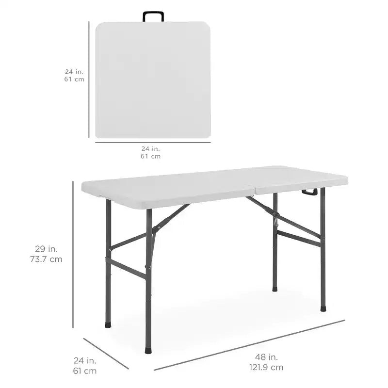 Table pliante en plastique 4 pieds Best Choice Products, robuste, portable, avec poignée, verrouillage pour pique-nique, intérieur/extérieur