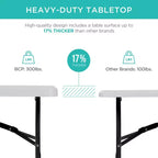 Table pliante en plastique 4 pieds Best Choice Products, robuste, portable, avec poignée, verrouillage pour pique-nique, intérieur/extérieur