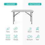 Table pliante en plastique 4 pieds Best Choice Products, robuste, portable, avec poignée, verrouillage pour pique-nique, intérieur/extérieur