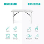 Table pliante en plastique 4 pieds Best Choice Products, robuste, portable, avec poignée, verrouillage pour pique-nique, intérieur/extérieur