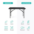 Table pliante en plastique 4 pieds Best Choice Products, robuste, portable, avec poignée, verrouillage pour pique-nique, intérieur/extérieur