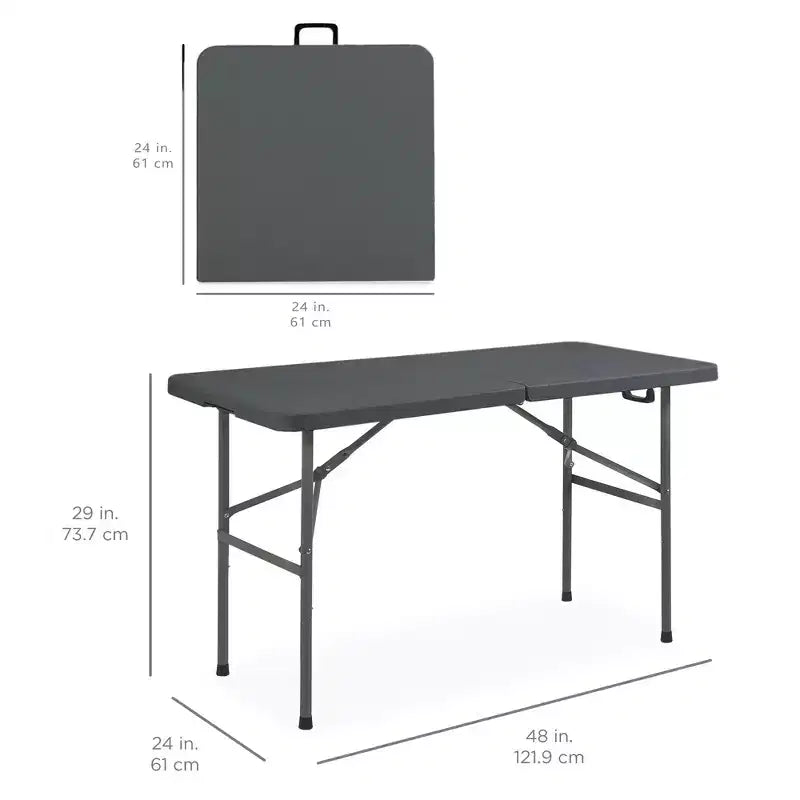 Table pliante en plastique 4 pieds Best Choice Products, robuste, portable, avec poignée, verrouillage pour pique-nique, intérieur/extérieur