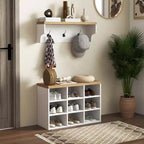 Ensemble banc à chaussures et porte-manteau HOMCOM, meuble à chaussures 9 paires avec patères pour entrée et couloir, blanc