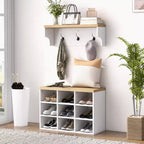 Ensemble banc à chaussures et porte-manteau HOMCOM, meuble à chaussures 9 paires avec patères pour entrée et couloir, blanc