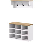 Ensemble banc à chaussures et porte-manteau HOMCOM, meuble à chaussures 9 paires avec patères pour entrée et couloir, blanc
