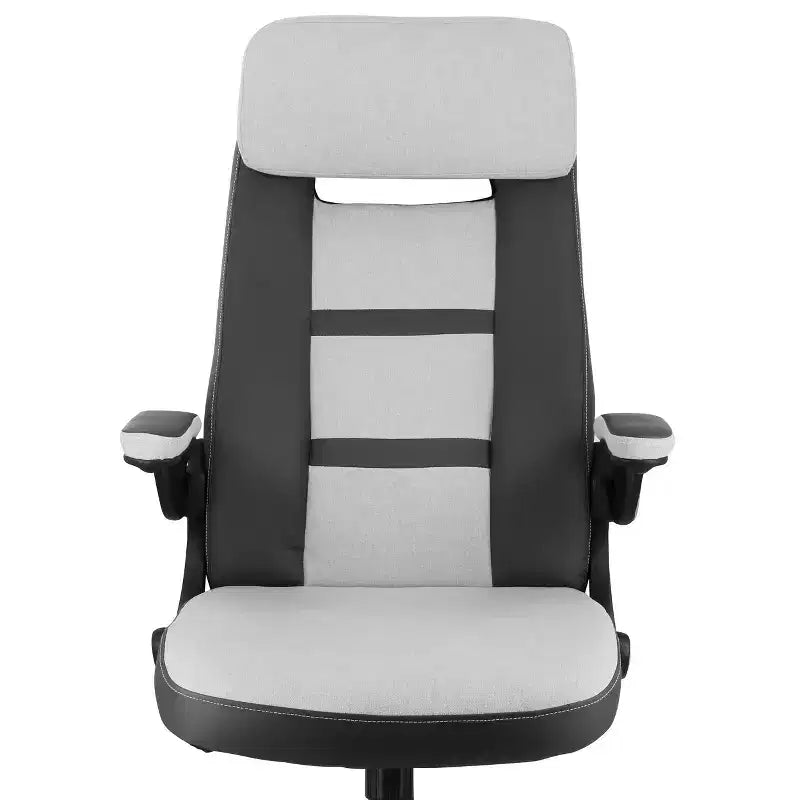Fauteuil de bureau Elama à dossier haut réglable en similicuir et tissu gris foncé et gris clair