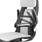 Fauteuil de bureau Elama à dossier haut réglable en similicuir et tissu gris foncé et gris clair
