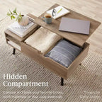 Best Choice Products Table Basse Relevable en Bois, Style Mid-Century Moderne, avec Rangement Caché et Étagère Amovible