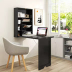 Bureau mural convertible Costway avec étagères de rangement
