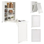 Bureau mural convertible Costway avec étagères de rangement