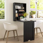 Bureau mural convertible Costway avec étagères de rangement