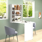 Bureau mural convertible Costway avec étagères de rangement