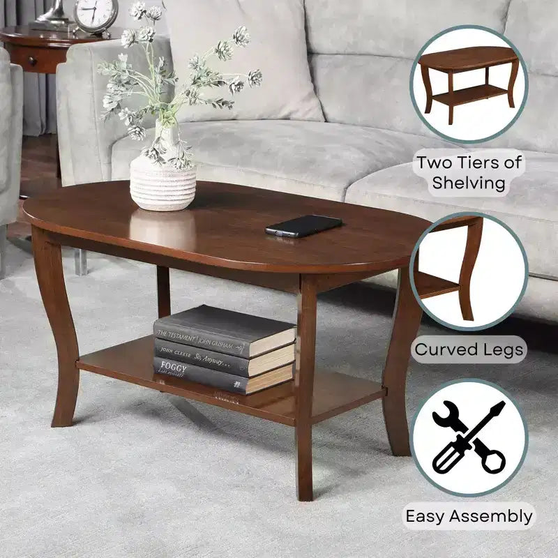 Table basse ovale American Heritage avec étagère - Breighton Home