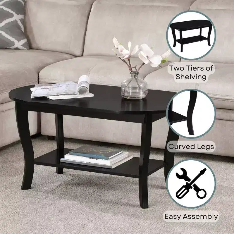 Table basse ovale American Heritage avec étagère - Breighton Home