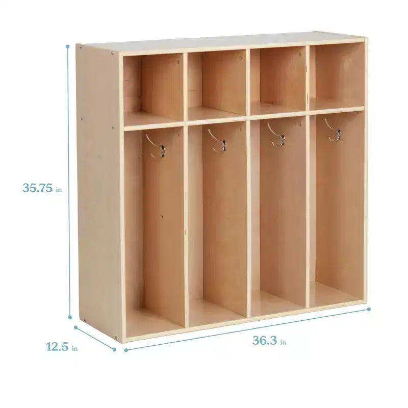 Vestiaire pour tout-petits ECR4Kids Streamline 4 sections avec rangement à casiers, mobilier pour enfants