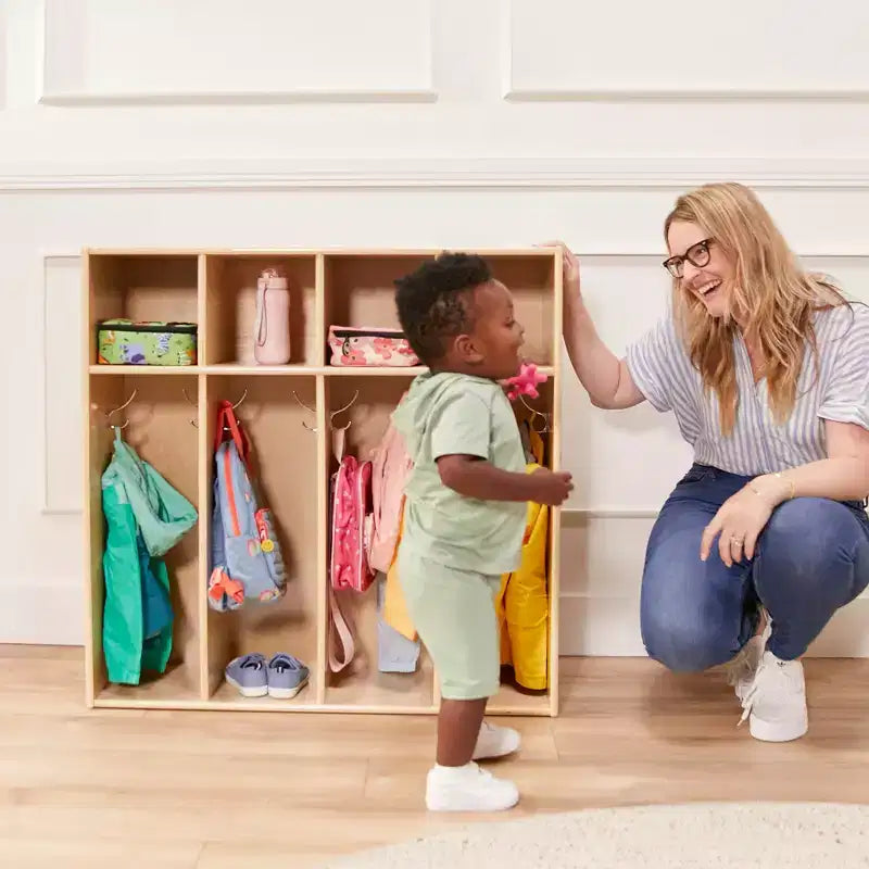 Vestiaire pour tout-petits ECR4Kids Streamline 4 sections avec rangement à casiers, mobilier pour enfants