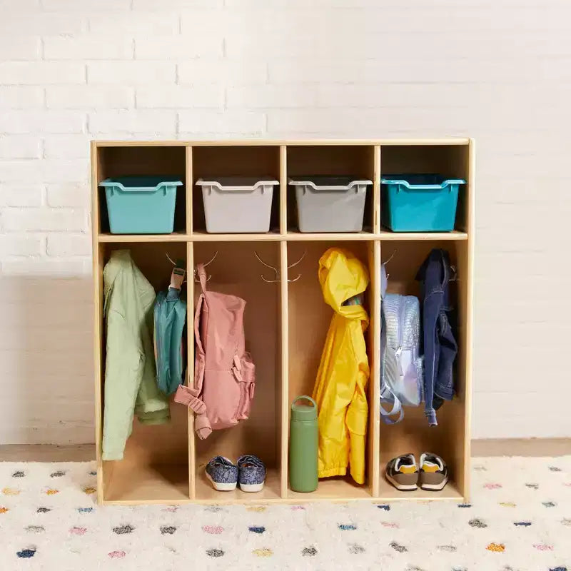 Vestiaire pour tout-petits ECR4Kids Streamline 4 sections avec rangement à casiers, mobilier pour enfants