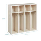 Vestiaire pour tout-petits ECR4Kids Streamline 4 sections avec rangement à casiers, mobilier pour enfants