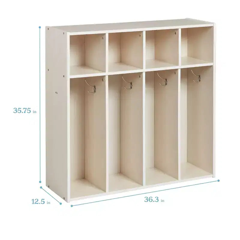 Vestiaire pour tout-petits ECR4Kids Streamline 4 sections avec rangement à casiers, mobilier pour enfants