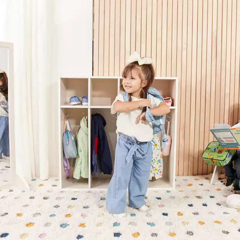 Vestiaire pour tout-petits ECR4Kids Streamline 4 sections avec rangement à casiers, mobilier pour enfants
