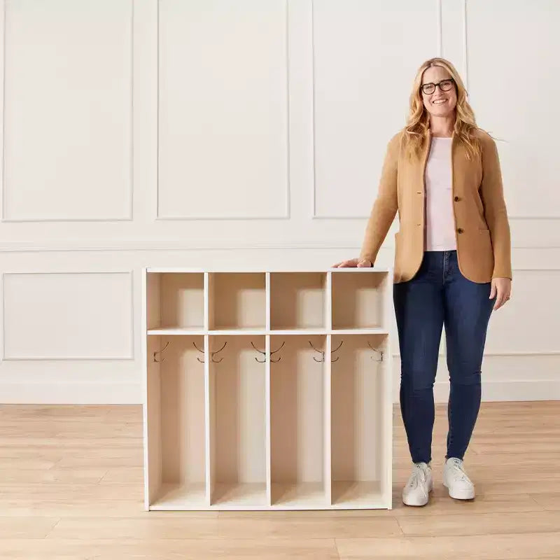 Vestiaire pour tout-petits ECR4Kids Streamline 4 sections avec rangement à casiers, mobilier pour enfants