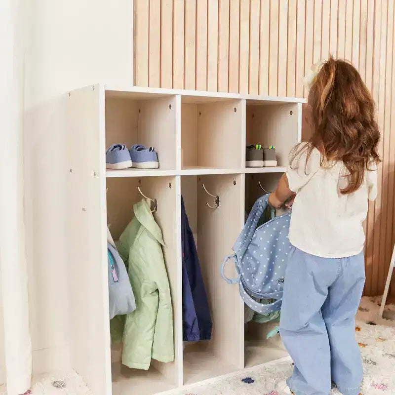 Vestiaire pour tout-petits ECR4Kids Streamline 4 sections avec rangement à casiers, mobilier pour enfants