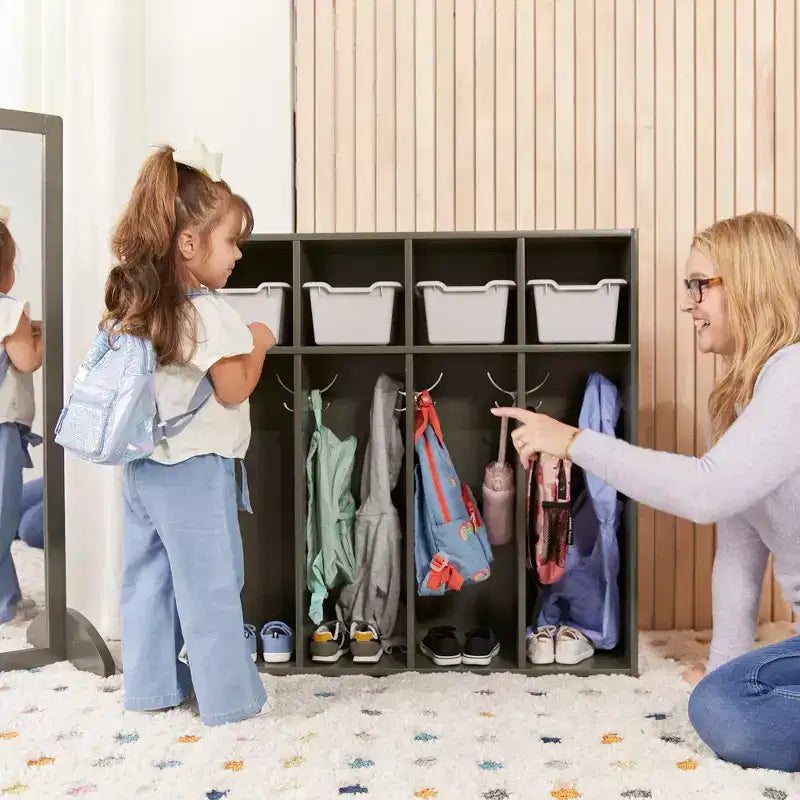 Vestiaire pour tout-petits ECR4Kids Streamline 4 sections avec rangement à casiers, mobilier pour enfants