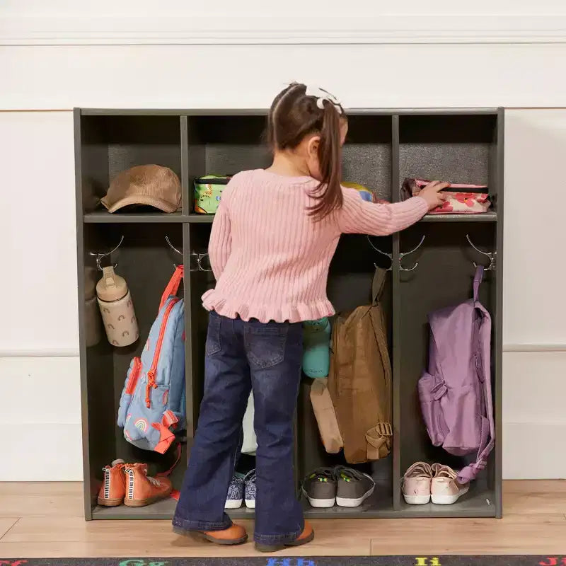Vestiaire pour tout-petits ECR4Kids Streamline 4 sections avec rangement à casiers, mobilier pour enfants