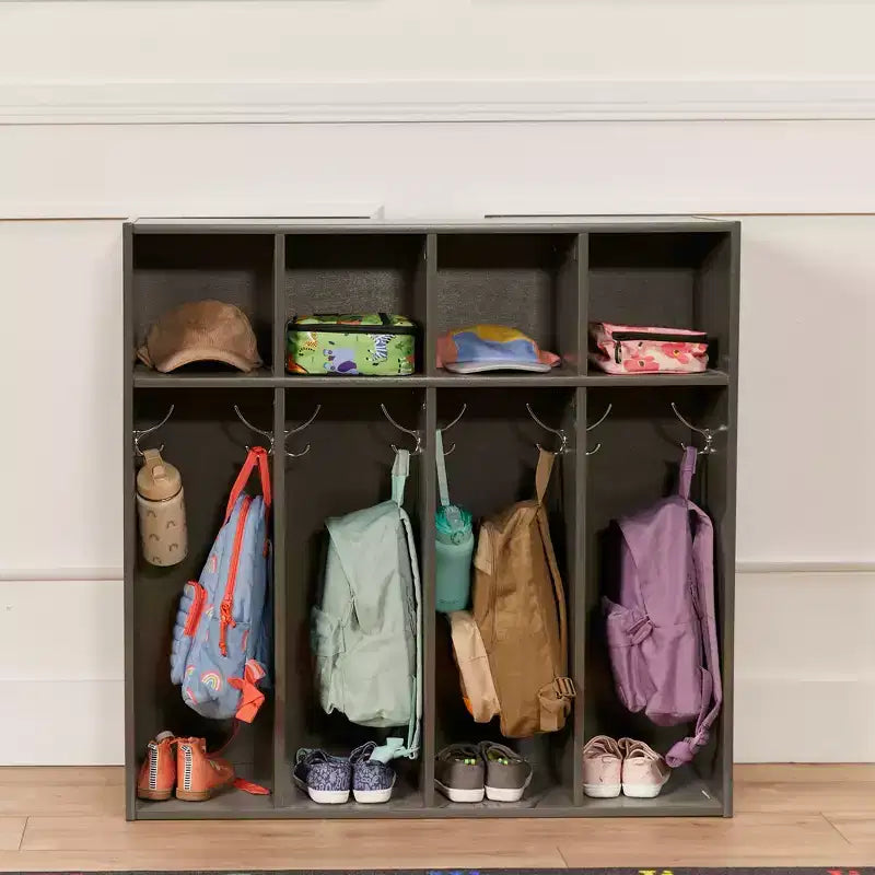 Vestiaire pour tout-petits ECR4Kids Streamline 4 sections avec rangement à casiers, mobilier pour enfants