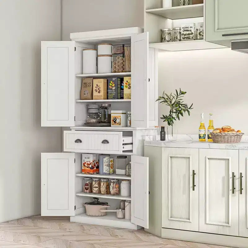 HOMCOM Armoire de cuisine autonome traditionnelle de 72 po avec portes et 3 tablettes réglables