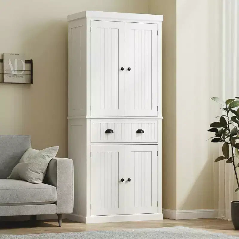 HOMCOM Armoire de cuisine autonome traditionnelle de 72 po avec portes et 3 tablettes réglables