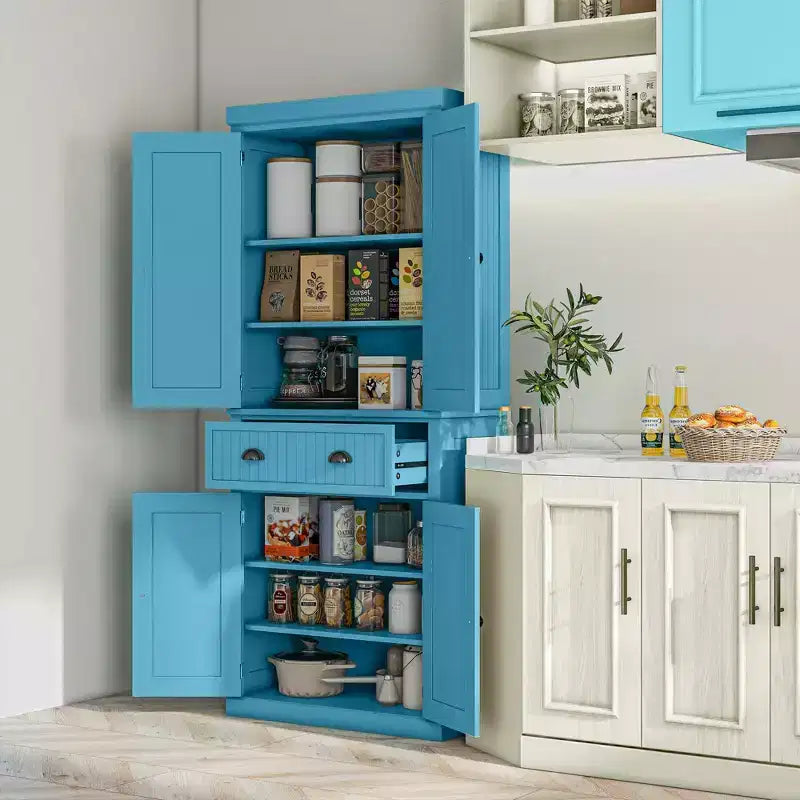 HOMCOM Armoire de cuisine autonome traditionnelle de 72 po avec portes et 3 tablettes réglables