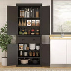 HOMCOM Armoire de cuisine autonome traditionnelle de 72 po avec portes et 3 tablettes réglables