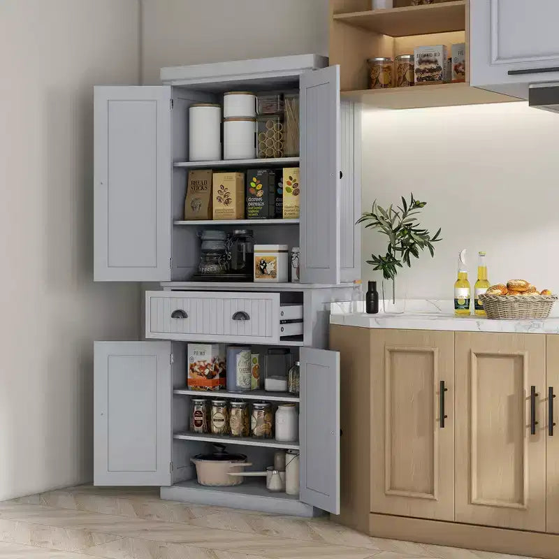 HOMCOM Armoire de cuisine autonome traditionnelle de 72 po avec portes et 3 tablettes réglables