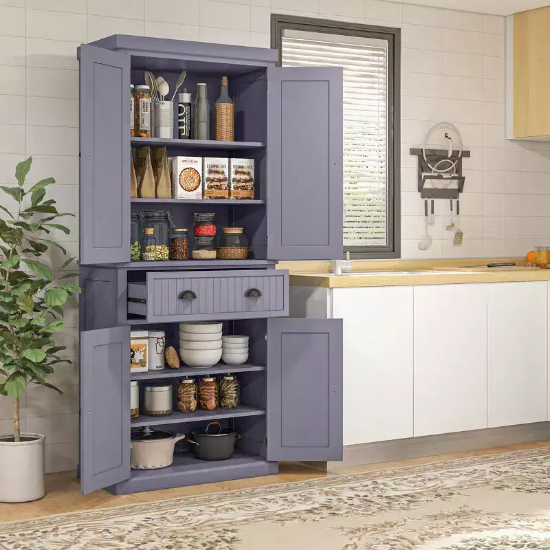 HOMCOM Armoire de cuisine autonome traditionnelle de 72 po avec portes et 3 tablettes réglables