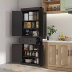 HOMCOM Armoire de cuisine autonome traditionnelle de 72 po avec portes et 3 tablettes réglables
