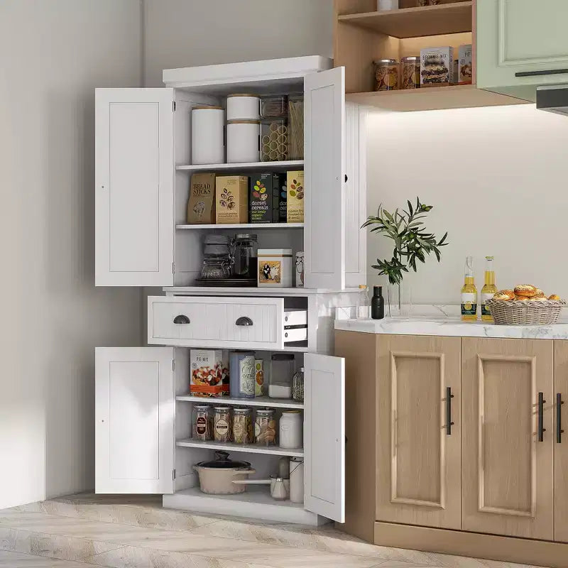 HOMCOM Armoire de cuisine autonome traditionnelle de 72 po avec portes et 3 tablettes réglables