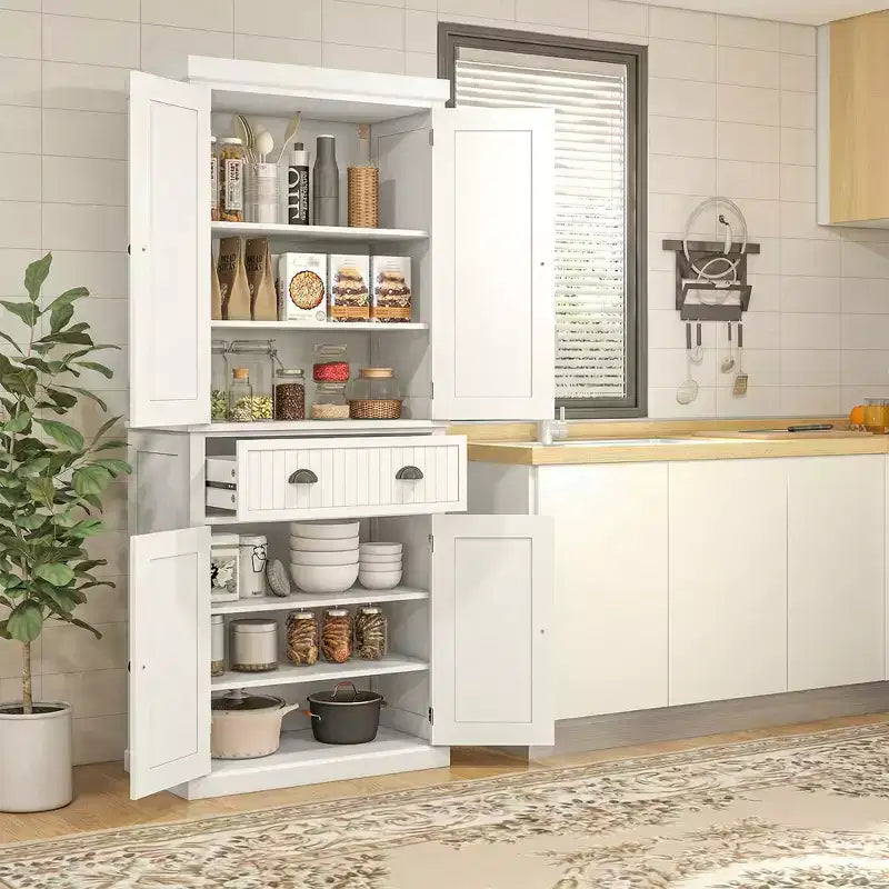 HOMCOM Armoire de cuisine autonome traditionnelle de 72 po avec portes et 3 tablettes réglables