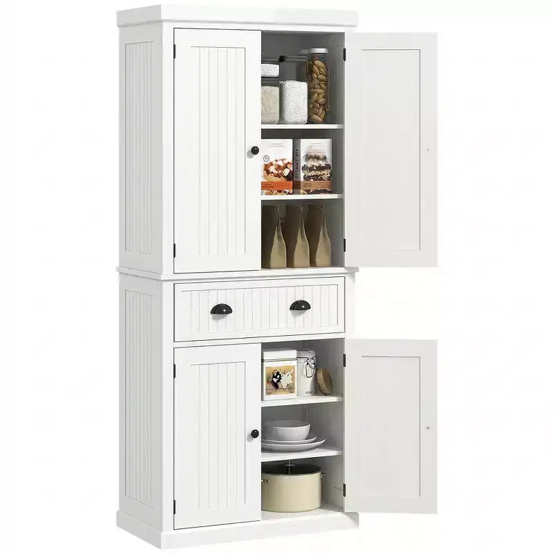 HOMCOM Armoire de cuisine autonome traditionnelle de 72 po avec portes et 3 tablettes réglables