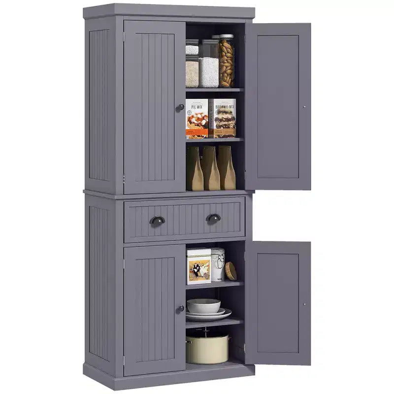 HOMCOM Armoire de cuisine autonome traditionnelle de 72 po avec portes et 3 tablettes réglables