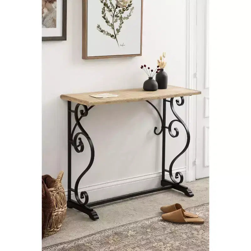 Console en bois rectangulaire Kate and Laurel Wyldwood, 13x36x30, Noir