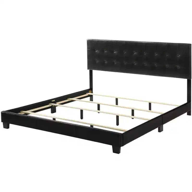 Lit King à panneaux touffetés en similicuir Caldwell Passion Furniture