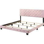 Lit King rembourré en velours capitonné Passion Furniture Suffolk
