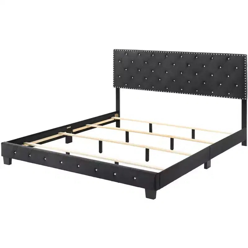 Lit King rembourré en velours capitonné Passion Furniture Suffolk