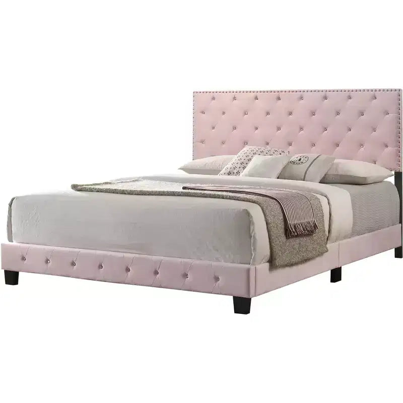 Lit King rembourré en velours capitonné Passion Furniture Suffolk