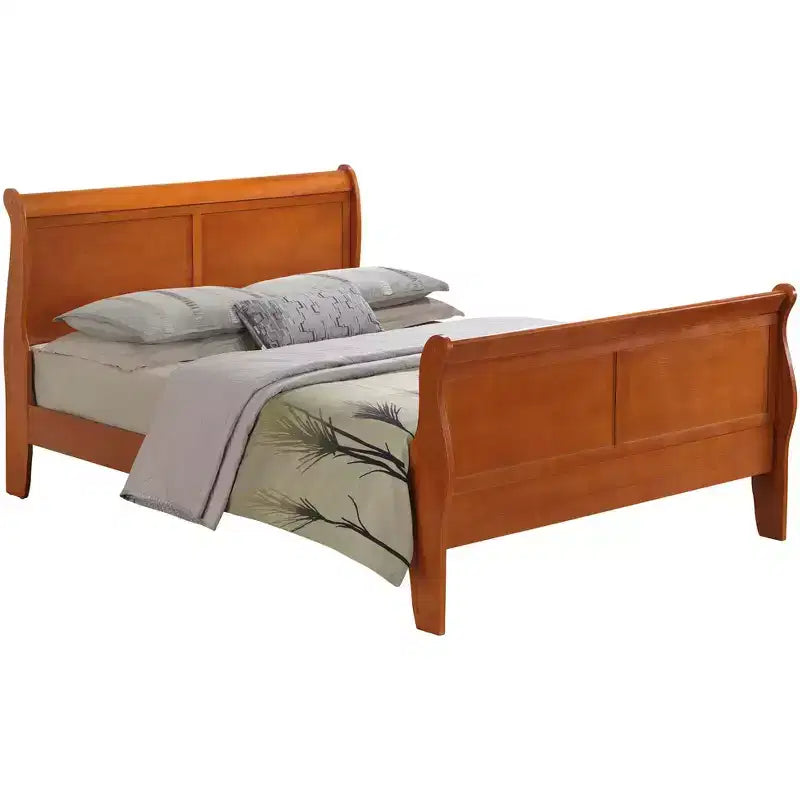 Lit traîneau Passion Furniture Louis Philippe Queen avec tête et pied de lit hauts