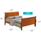 Lit traîneau Passion Furniture Louis Philippe Queen avec tête et pied de lit hauts